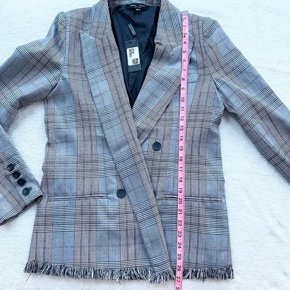 Romeo & Juliet Couture | Black/White/Red Plaid Open Front Fringed Blazer *NWT* - Picture 15 of 15